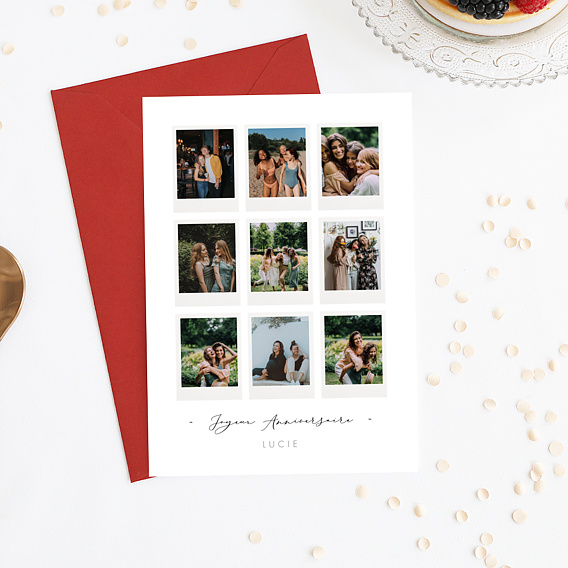 Carte anniversaire adulte Pêle-Mêle 9 Polaroid Après 1