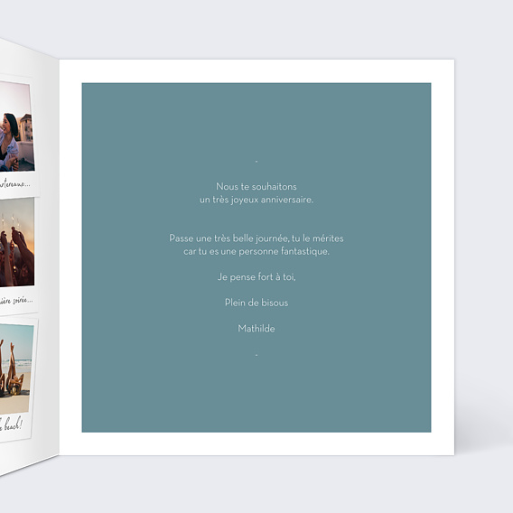 Carte anniversaire Multi Photos Polaroids Intérieur Droit