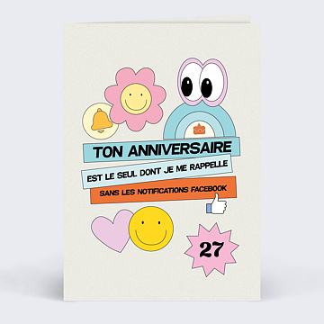 Carte anniversaire adulte Humour facebook