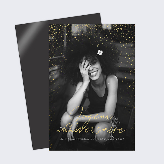 Carte anniversaire Photo Paillettes Recto