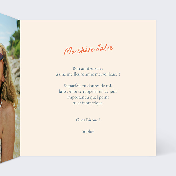 Carte anniversaire Portrait aligné minimaliste Intérieur Droit