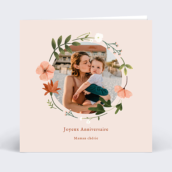 Carte anniversaire Couronne de Fleurs Champêtre