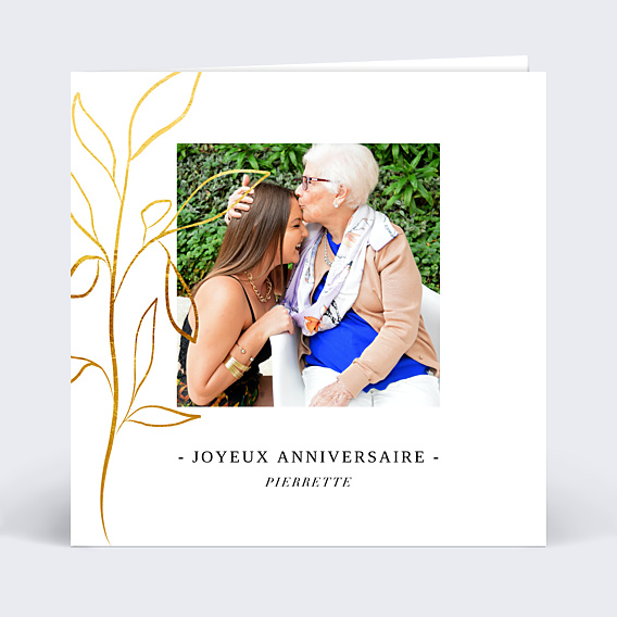Carte anniversaire Feuillage Ocre