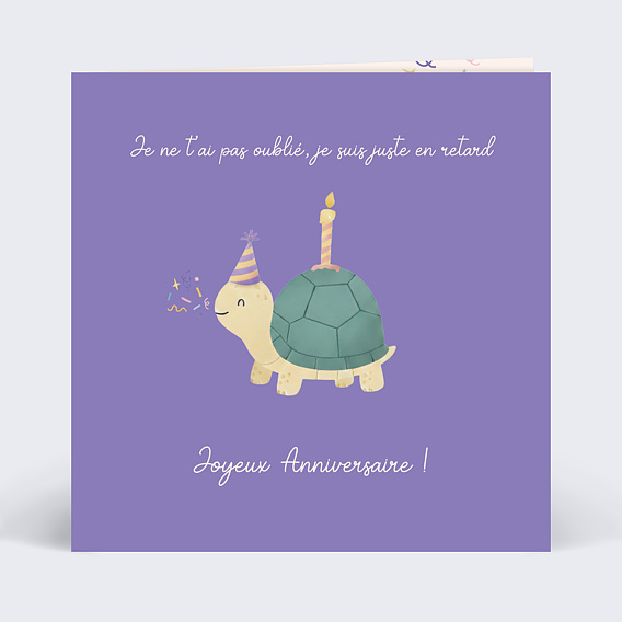 Carte anniversaire Tortue en retard