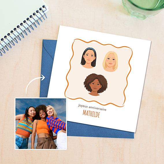 Carte anniversaire Visages minimalistes