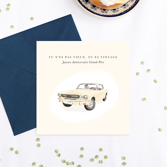 Carte anniversaire adulte Voiture Vintage