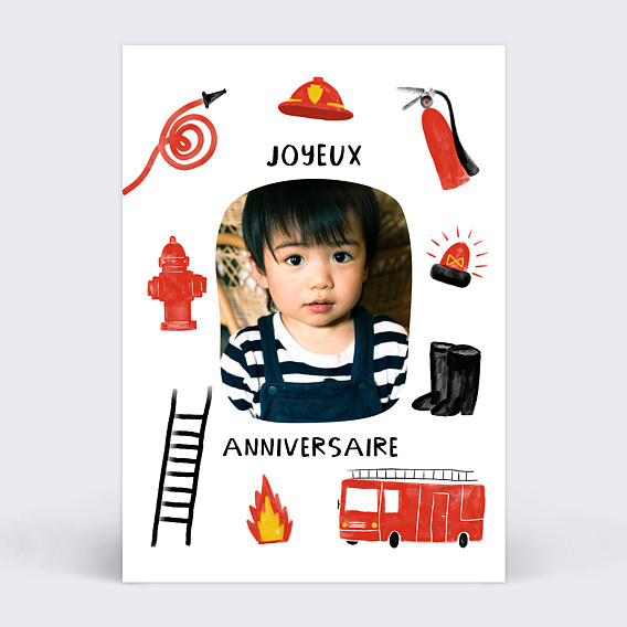 Carte anniversaire enfant Alerte Feu