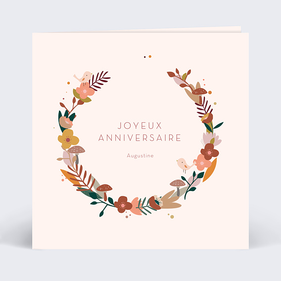 Carte anniversaire enfant Champêtre Fille