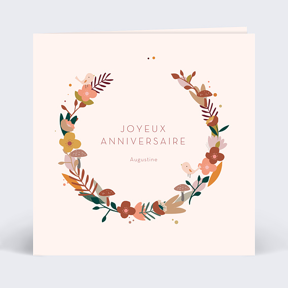 Carte Anniversaire enfant Champêtre Fille