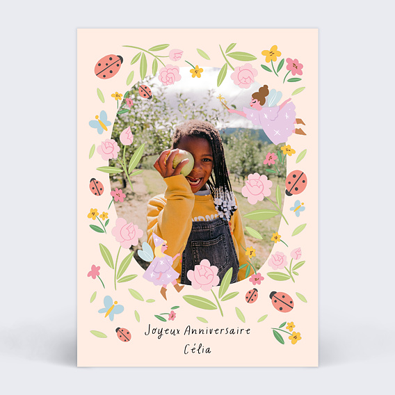 Carte anniversaire enfant Fée du jardin