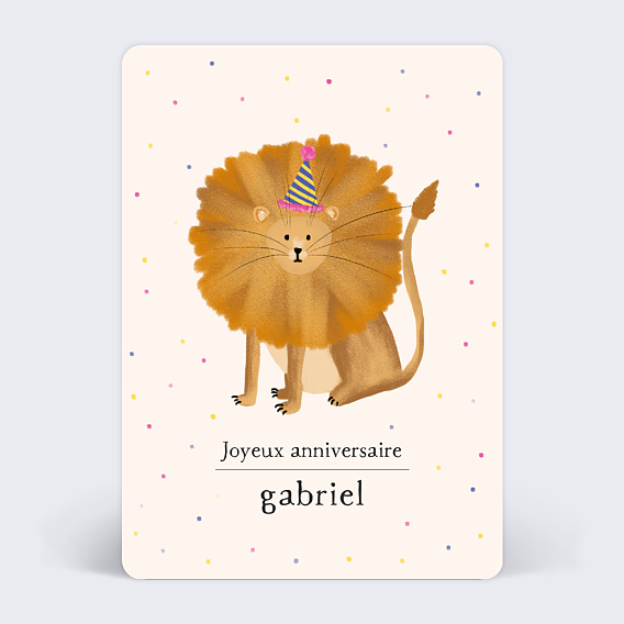 Carte Anniversaire enfant Lion Festif