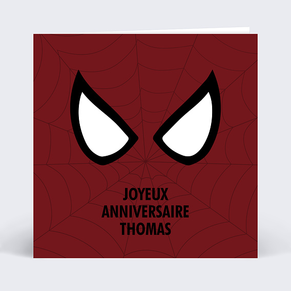 Carte anniversaire enfant Masque Araignée