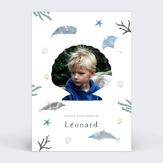 Carte anniversaire enfant Monde Marin 