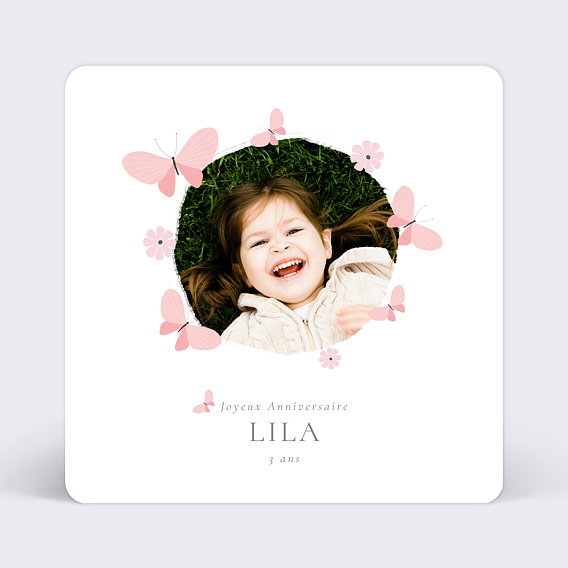 Carte anniversaire enfant Papillon Féerique
