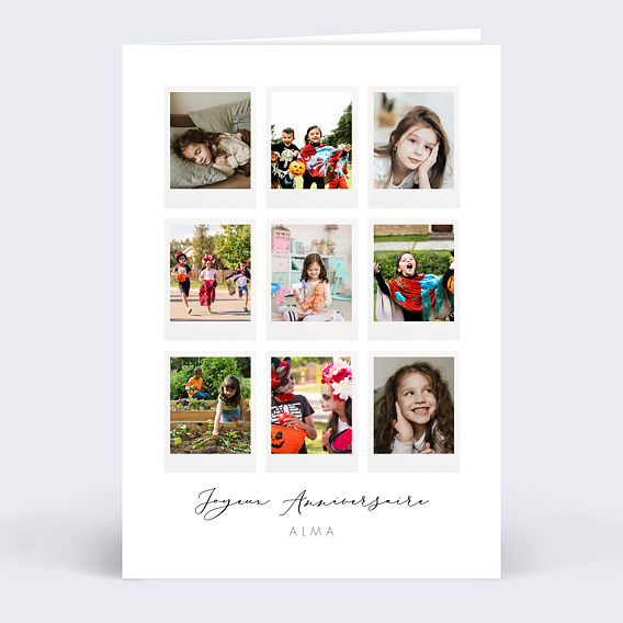 Carte anniversaire enfant Pêle-mêle polaroïd