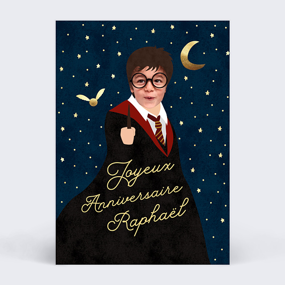 Carte anniversaire enfant Petit Sorcier