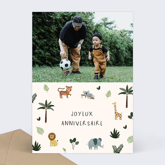 Carte Anniversaire 60 ans Jungle & Animaux