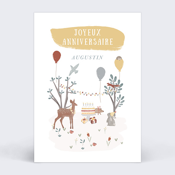 Carte Anniversaire enfant Petite Prairie en Fête