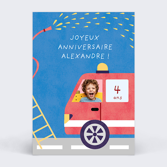 Carte anniversaire enfant Pompier