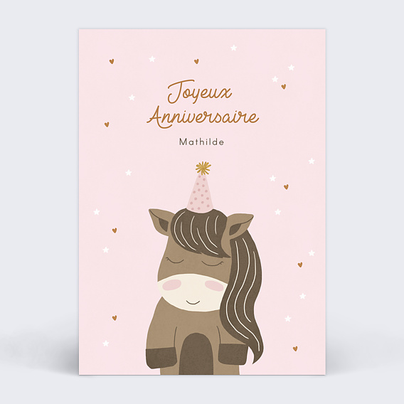 Carte Anniversaire enfant Poney Étoilé