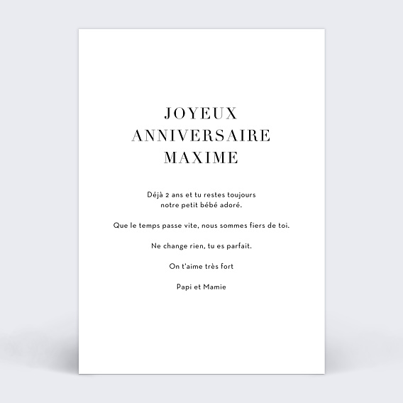 Carte anniversaire enfant Constellation Verso