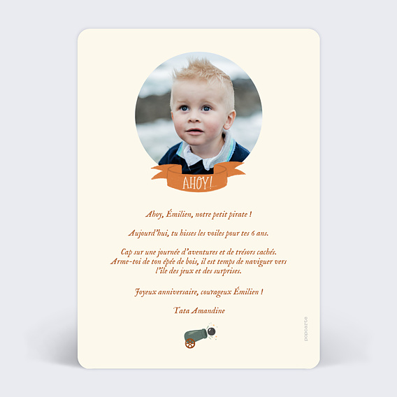 Carte anniversaire enfant Chasse au Trésor Verso