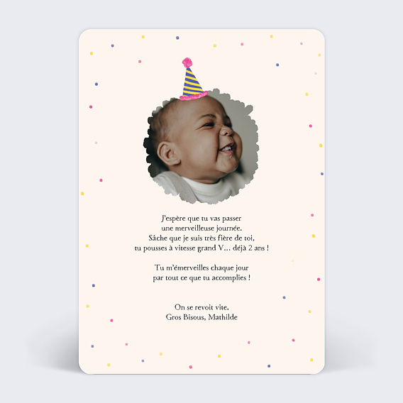 Carte anniversaire enfant Lion Festif Verso