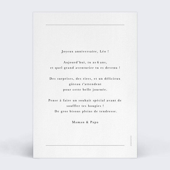 Carte anniversaire enfant Rétrospective de l’année Verso
