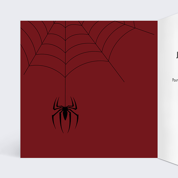 Carte anniversaire enfant Masque Araignée Intérieur Gauche