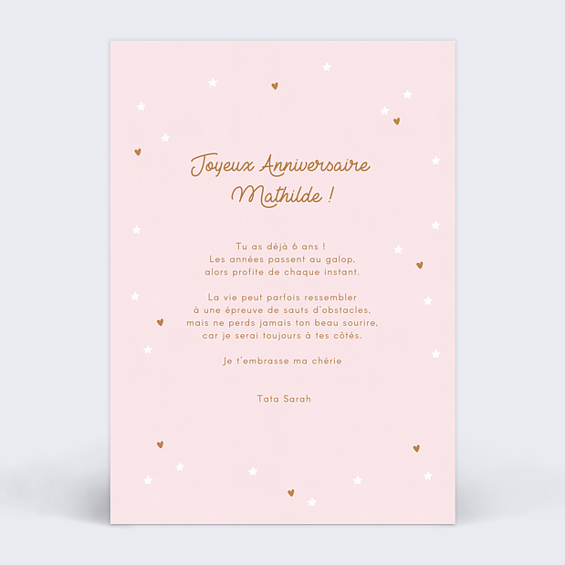 Anniversaire Enfant Poney Étoilé Verso
