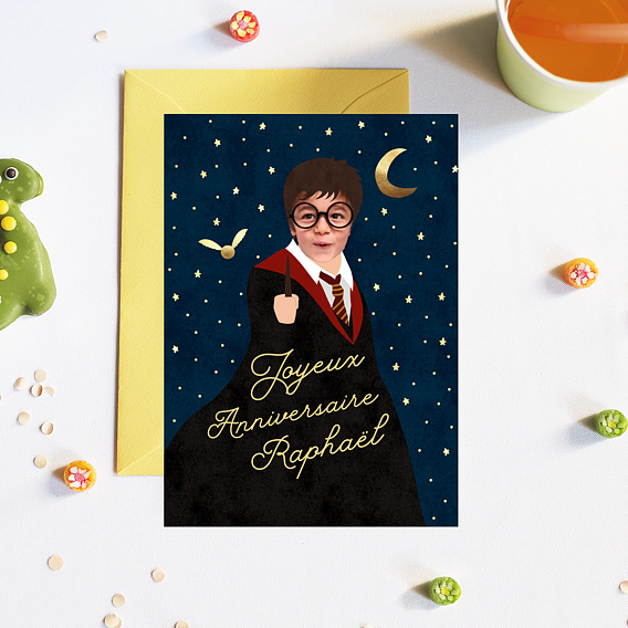 Carte anniversaire enfant Petit Sorcier Après 4