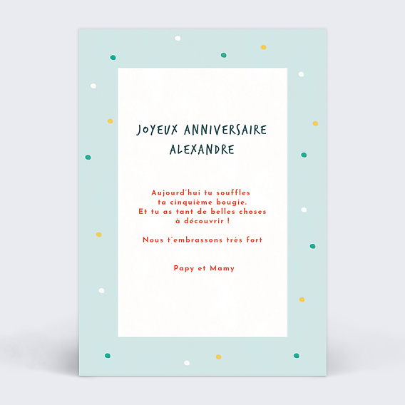 Carte anniversaire enfant Petit Robot Verso