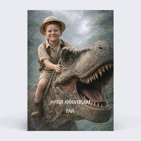 Anniversaire Enfant Portrait avec dinosaure