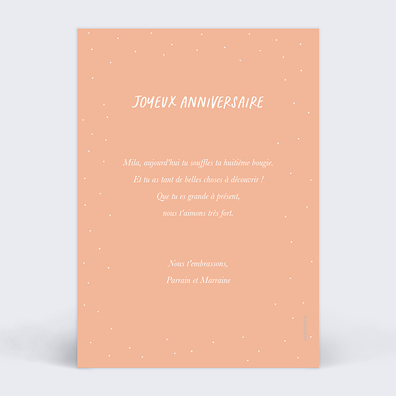 Carte anniversaire enfant Ma Couronne Verso