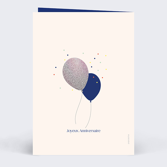 Carte anniversaire enfant Ballon Glitter Verso
