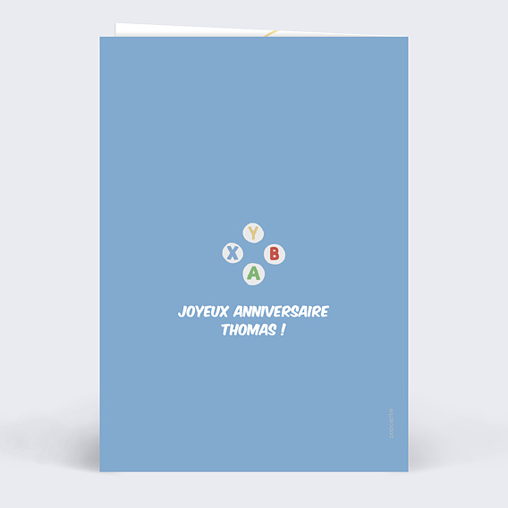 Carte anniversaire enfant Level Up Verso