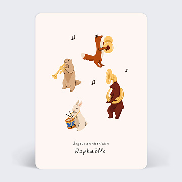 Carte Anniversaire enfant Animaux en Fte
