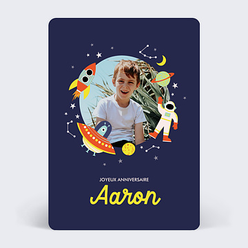 Carte Anniversaire enfant Dans l'Espace