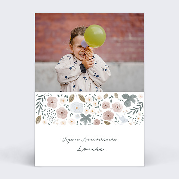 Carte Anniversaire enfant Frise Fleurie