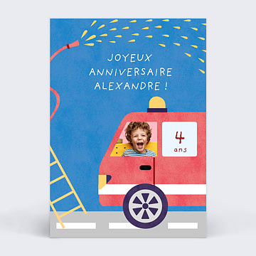 Carte Anniversaire enfant Pompier