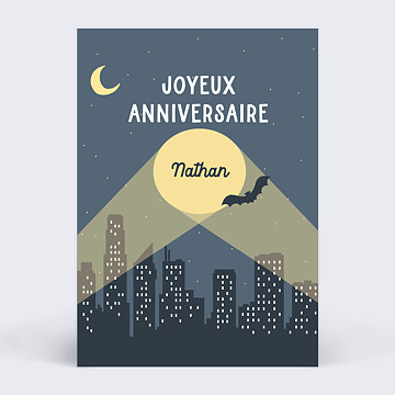 Carte Anniversaire enfant Ville de Super Héros