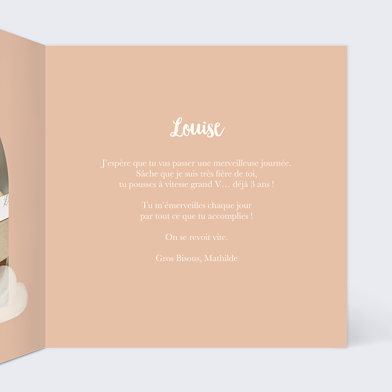 Carte anniversaire enfant Petit Arc-en-ciel Intérieur Droit