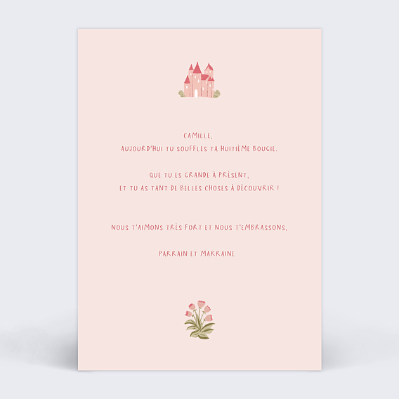 Carte anniversaire enfant Monde Enchanté Verso