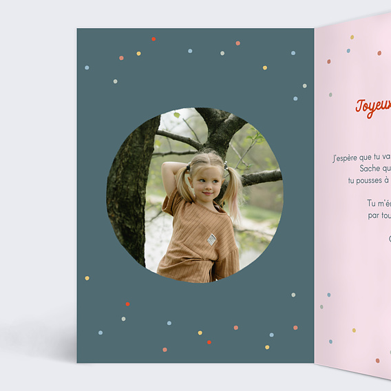 Carte anniversaire enfant Chat Festif Intérieur Gauche