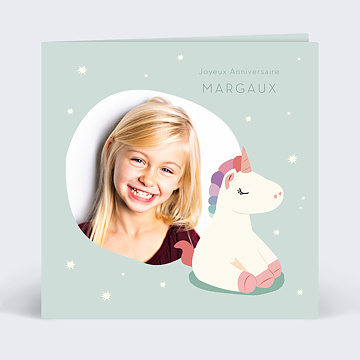 Carte Anniversaire enfant Petite Licorne