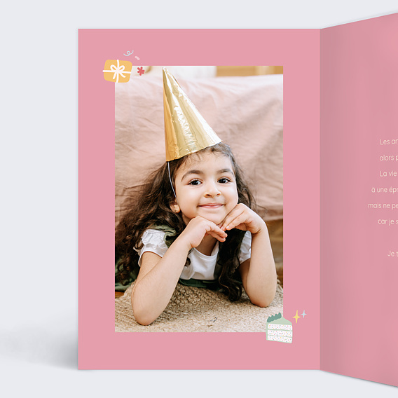 Carte anniversaire enfant Accumulation Festive Intérieur Gauche