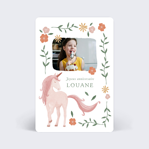 Anniversaire Enfant Licorne Fleurie