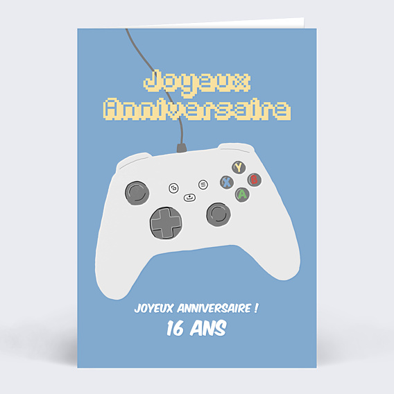 Carte anniversaire enfant Level Up