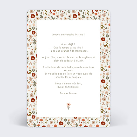 Anniversaire Enfant Petites Fleurs