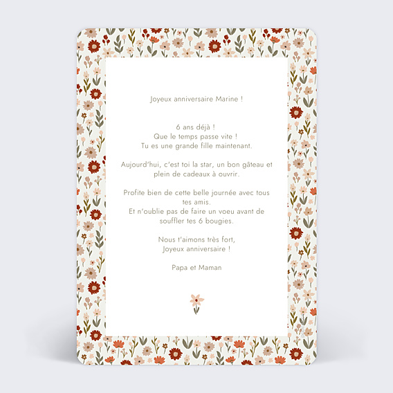 Anniversaire Enfant Petites Fleurs